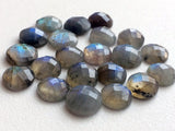 11-12mm Labradorite Rose Cut Round Cabochons Labradorite Faceted Flat Back Gems