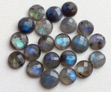 11-12mm Labradorite Rose Cut Round Cabochons Labradorite Faceted Flat Back Gems