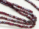 7-7.5mm Garnet Plain Coin Beads, Natural Garnet Plain Coin Beads For Jewelry, 13 Inch (1 ST To 10 ST) - RAMA158