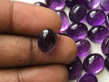 8x10mm-9x11mm Amethyst Oval Plain Flat Back Cabochons, Amethyst Cabochons