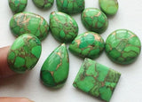 15x22-18x32mm Green Copper Turquoise Natural Cabochons, 10 Pcs Plain Flat Back