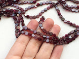 7-7.5mm Garnet Plain Coin Beads, Natural Garnet Plain Coin Beads For Jewelry, 13 Inch (1 ST To 10 ST) - RAMA158
