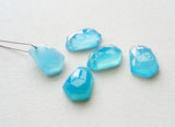 20-22mm Blue Chalcedony Fancy Cut Cabochon, Drilled Rose Cut Blue Chalcedony Flat Back Cabochon For Jewelry (5 Pcs To 10 Pcs) - GS3746