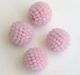 19mm Rose Pink Glass Beads Round Balls, 2 Pcs Matched Pair Earrings