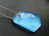 20-22mm Blue Chalcedony Fancy Cut Cabochon, Drilled Rose Cut Blue Chalcedony Flat Back Cabochon For Jewelry (5 Pcs To 10 Pcs) - GS3746