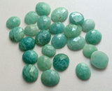 5 Pcs Amazonite Cabochons, 12-13mm Loose Flat Back Seafoam Amazonite Rose Cut Cabochons - PSG406
