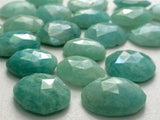 5 Pcs Amazonite Cabochons, 12-13mm Loose Flat Back Seafoam Amazonite Rose Cut Cabochons - PSG406