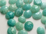 5 Pcs Amazonite Cabochons, 12-13mm Loose Flat Back Seafoam Amazonite Rose Cut Cabochons - PSG406