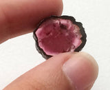 16x18mm Rare Watermelon Tourmaline Rough Slice, OOAK Watermelon Tourmaline Slice Pendant