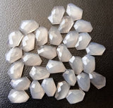 15mm Gray Chalcedony Fancy Rose Cut Cabochon, Natural Gray Faceted Flat Back