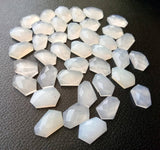 16-18mm White Chalcedony Fancy Rose Cut Cabochon, White Chalcedony Flat Back