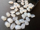 16-18mm White Chalcedony Fancy Rose Cut Cabochon, White Chalcedony Flat Back