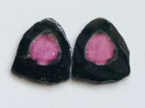 22x24mm Rare Watermelon Tourmaline Rough Slices,OOAK Matched Pair