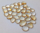 7-11mm Citrine Rose Cut Cabochon Lot, Natural Loose Citrine Faceted Flat Back