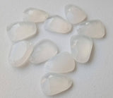 16-18mm Drilled White Chalcedony Rose Cut Cabochon, White Chalcedony Faceted