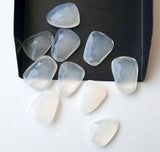 16-18mm Drilled White Chalcedony Rose Cut Cabochon, White Chalcedony Faceted
