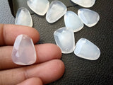 16-18mm Drilled White Chalcedony Rose Cut Cabochon, White Chalcedony Faceted
