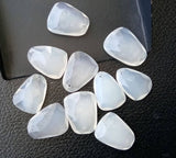 16-18mm Drilled White Chalcedony Rose Cut Cabochon, White Chalcedony Faceted