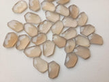 15mm Gray Chalcedony Fancy Rose Cut Cabochon, Natural Gray Faceted Flat Back