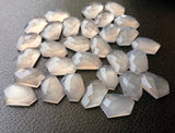 15mm Gray Chalcedony Fancy Rose Cut Cabochon, Natural Gray Faceted Flat Back