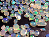 3x4-5x7mm Ethiopian Opal Plain Oval Flat Back Cabochons, Natural Rare Ethiopian Opal Oval Cabochon For Jewelry (10 Pcs To 20 Pcs) -PUSNT10Z