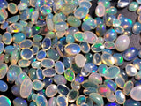 3x4-5x7mm Ethiopian Opal Plain Oval Flat Back Cabochons, Natural Rare Ethiopian Opal Oval Cabochon For Jewelry (10 Pcs To 20 Pcs) -PUSNT10Z