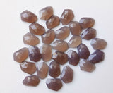 13-15mm Dark Grey Chalcedony Fancy Cabochon, Loose Dark Grey Chalcedony Flat Back Rose Cut Cabochons For Jewelry - GS5180Z