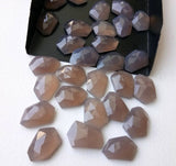 13-15mm Dark Grey Chalcedony Fancy Cabochon, Loose Dark Grey Chalcedony Flat Back Rose Cut Cabochons For Jewelry - GS5180Z