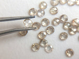 RARE 1.5 mm Champagne Diamond, Round Rose Cut Flat Back Cabochon Faceted Champagne Brown Diamond For Wedding Band (0.25Cts To 1Ct) - PDD804