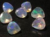 5-6mm Ethiopian Opal Heart Shape Cut Stones, Natural Fire Ethiopian Opal Faceted Heart Cut Stone For Jewelry, 2 Pieces - PUSNT14A