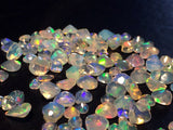5-6mm Ethiopian Opal Heart Shape Cut Stones, Natural Fire Ethiopian Opal Faceted Heart Cut Stone For Jewelry, 2 Pieces - PUSNT14A