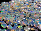 3x4-5x7mm Ethiopian Opal Plain Oval Flat Back Cabochons, Natural Rare Ethiopian Opal Oval Cabochon For Jewelry (10 Pcs To 20 Pcs) -PUSNT10Z