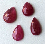 8x13.5mm to10.5x14mm Ruby Glass Filled Cabochons, Faceted Pear Ruby Flat Back Cabochons (A To E)