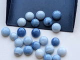 7-9mm Blue Opal Cabochons, Natural Blue Opal Plain Round Flat Back Cabochons