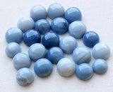 7-9mm Blue Opal Cabochons, Natural Blue Opal Plain Round Flat Back Cabochons