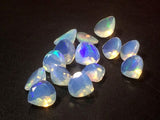 8mm Ethiopian Opal Faceted Heart Cut Stone, Ethiopian Welo Fire Opal Faceted