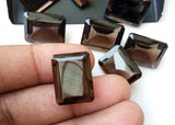 10 Pcs Smoky Quartz Emerald Cut Stones, Natural Smoky Quartz Rectangle Cut Loose Gemstone For Jewelry (4x6mm To 8x10mm)