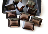 10 Pcs Smoky Quartz Emerald Cut Stone, Natural Smoky Quartz Rectangle Cut Loose Gemstone For Jewelry (9x11mm To 15x20mm)