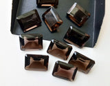 10 Pcs Smoky Quartz Emerald Cut Stone, Natural Smoky Quartz Rectangle Cut Loose Gemstone For Jewelry (9x11mm To 15x20mm)