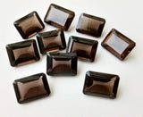 10 Pcs Smoky Quartz Emerald Cut Stones, Natural Smoky Quartz Rectangle Cut Loose Gemstone For Jewelry (4x6mm To 8x10mm)
