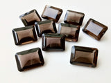10 Pcs Smoky Quartz Emerald Cut Stones, Natural Smoky Quartz Rectangle Cut Loose Gemstone For Jewelry (4x6mm To 8x10mm)