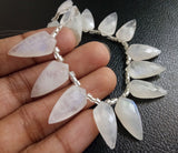 7-14 mm Rainbow Moonstone Faceted Shield Bead, Natural Both Side Faceted Fancy Beads for Necklace, 5 Pieces - PSG370