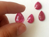 8x13.5mm to10.5x14mm Ruby Glass Filled Cabochons, Faceted Pear Ruby Flat Back Cabochons (A To E)