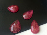 8x13.5mm to10.5x14mm Ruby Glass Filled Cabochons, Faceted Pear Ruby Flat Back Cabochons (A To E)