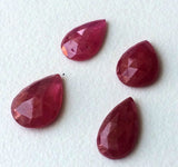8x13.5mm to10.5x14mm Ruby Glass Filled Cabochons, Faceted Pear Ruby Flat Back Cabochons (A To E)