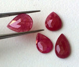 8x13.5mm to10.5x14mm Ruby Glass Filled Cabochons, Faceted Pear Ruby Flat Back Cabochons (A To E)