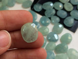 11-14mm Aquamarine Rose Cut Cabochons, Natural Aquamarine Flat Back Cabochons