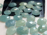11-14mm Aquamarine Rose Cut Cabochons, Natural Aquamarine Flat Back Cabochons