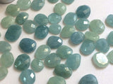 11-14mm Aquamarine Rose Cut Cabochons, Natural Aquamarine Flat Back Cabochons
