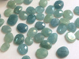 11-14mm Aquamarine Rose Cut Cabochons, Natural Aquamarine Flat Back Cabochons